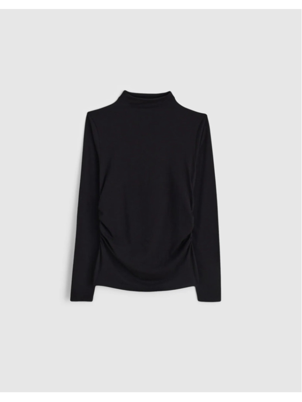 NWT Madewell Ruched Mockneck Long-Sleeve Top in black size medium